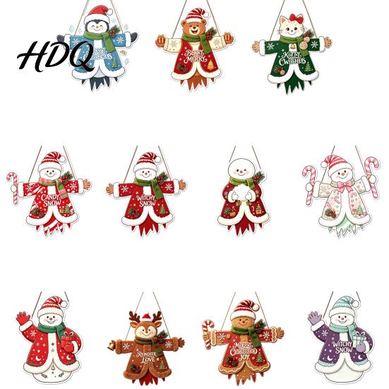 Xmas Window Decorations Wooden Christmas Hanging Pendant Cartoon Welcome Sign for Front Door Ornaments Wall Decor