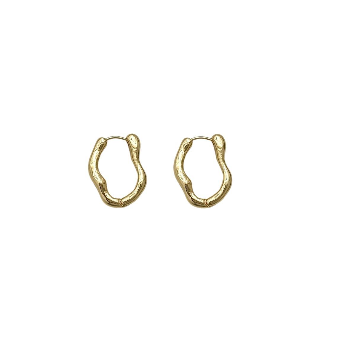 Female Oval Retro Hong Kong Style Earrings