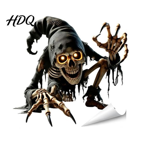 Creative Halloween Gift Ideas Ghost Skeleton Grim Reaper Static Window Clings Horror Break Through Removable Haunted House Decorations Glass Decals,