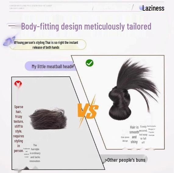 Women's Lazy Style Clip-in Bun Wig - Natural Fluffy Hair Accessory