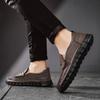 Men's Casual Shoes Leather Loafers Handmade Sewing Flat Bottomed Walking Outdoor Shoes Soft Soled Driving Shoes