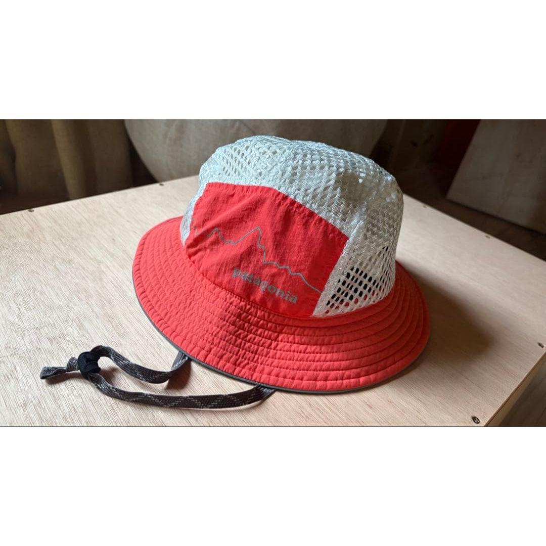Used Patagonia Duckbill Hat White Salmon Pink Neon Orange