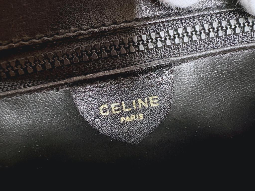 Used CELINE Triomphe Leather Shoulder Bag Black 2-Way Ladies