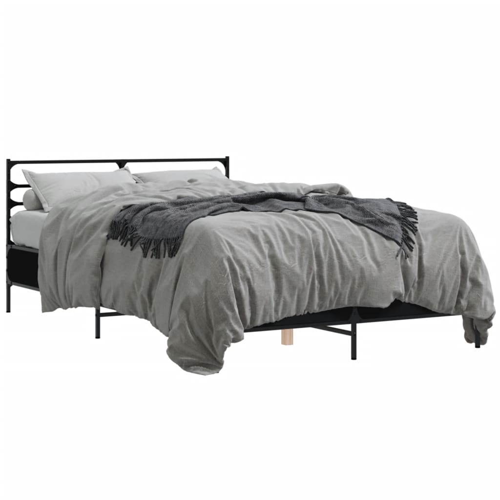 Bed Frame Black 135 x 190 cm Particleboard and Metal