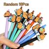 10Pcs Yellow Capybara Series Telescopic Pressure Writing Pen, Perfect Choice for Student and Office Stationery, Learning and Gifts