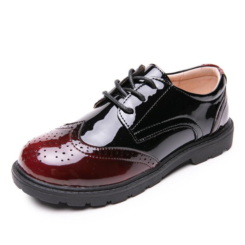 Barnesko til gutter Ekte skinnsko til barn Bryllup Skole Show Kjole Ballerinaer Lette Klassiske Svarte Barn Loafers Mokasiner
