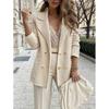 Women's Fall/Winter Solid-Color Commuter Coats, Textured Casual Long-Sleeve Jackets