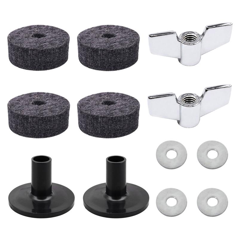 

12 Pieces/set Practical Drum Set Cymbal Felts+Sleeves+Wing Nuts+Washers Set for Drum Cymbal Stand Accessories 1
