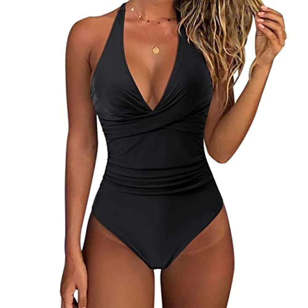 New European and American Foreign Trade Tight One-piece Swimsuit Women's Backless Sexy Cross-color Swimsuit