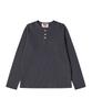 BEYOND CLOSET [Collection Line] Heavyweight Waffle Henley Neck T-Shirt Charcoal Gray