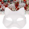 10 STÜCKE Katze Therian Gesichtsmaske Papier DIY Handbemalt Blanko Tier Katze Halbgesichtsmaske mit Fell und Augennetz für Cosplay Party