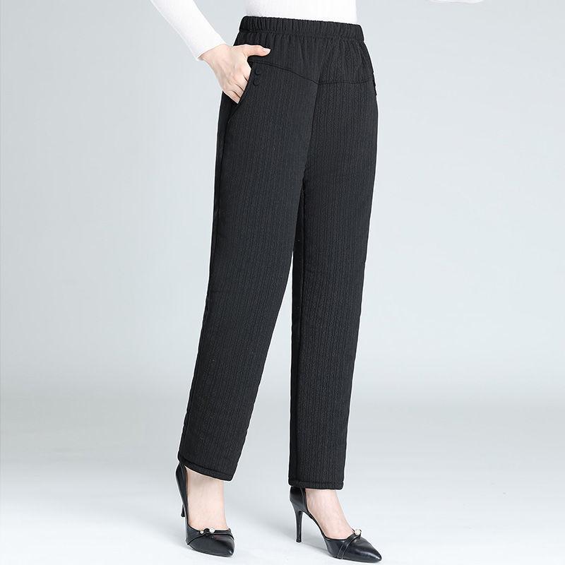 Mom's Quilted Fleece-Lined High-Waisted Winter Pants