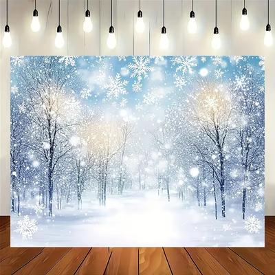 2D Winter Wonderland Snowy Forest Backdrop Banner