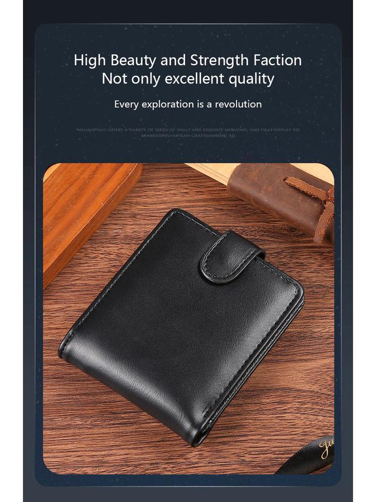 Men's Vintage PU Leather Wallet with Multi-Card Slots and Zipper Coin Pocket