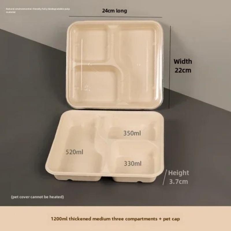 Caja de embalaje desechable para entrega dividida, 10 unidades, gran capacidad, papel de cuadrícula múltiple, cajas para el almuerzo, respetuosas con el medio ambiente, para microondas