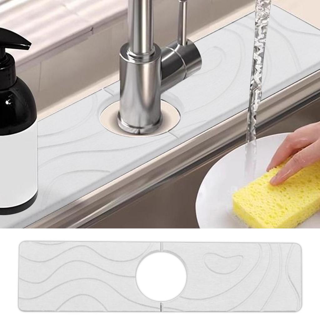 Stone Faucet Mat For Kitchen Sink Quick-Drying Anti-Slip Tray Faucet Stone Drying Mat For Bathroom Counter Restroom Hotel Home