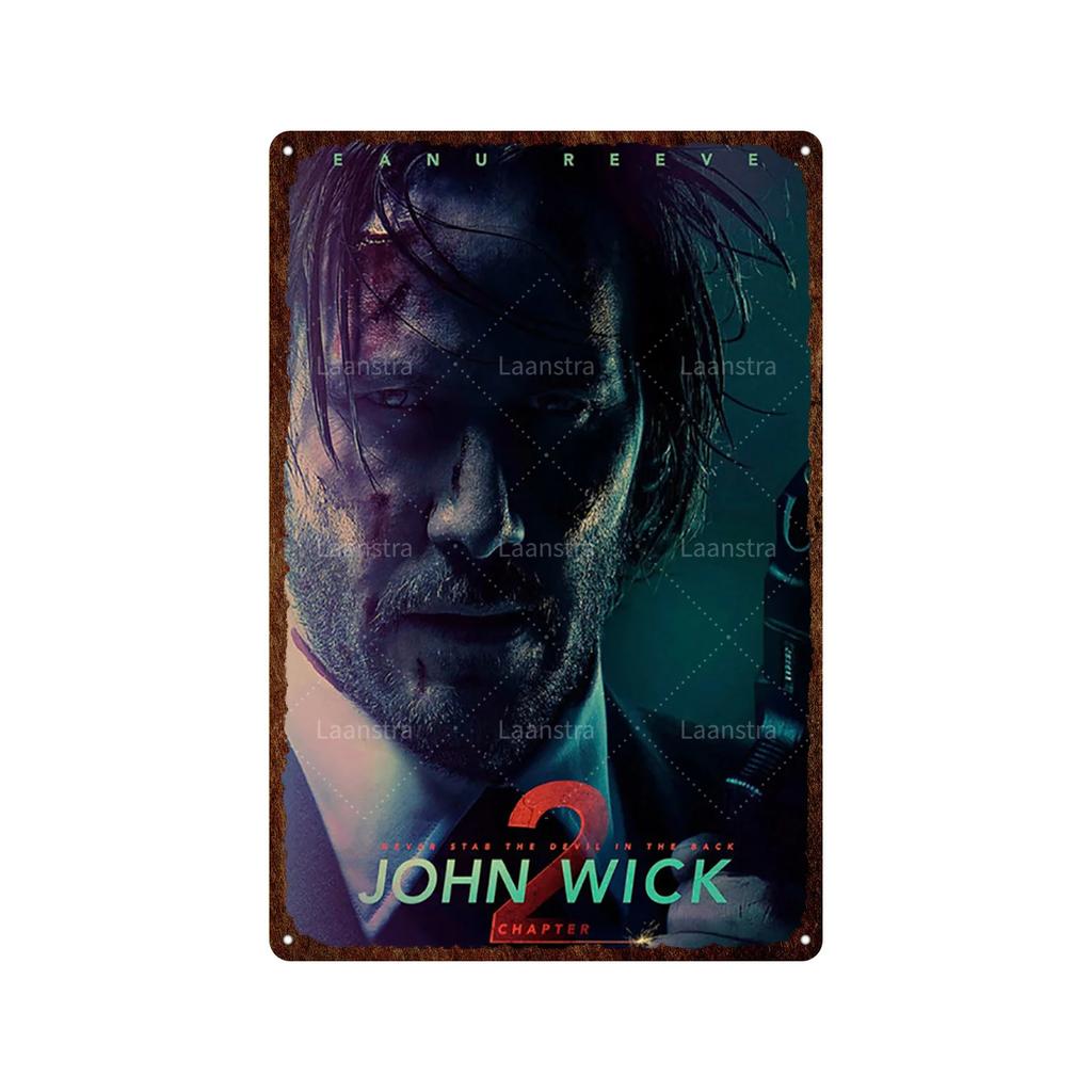 Vintage Movie Poster John Wick Poster Metal Sign Decorative Tin Painting Home Cafe Bar Kraft Poster Wall Sticker Decoration