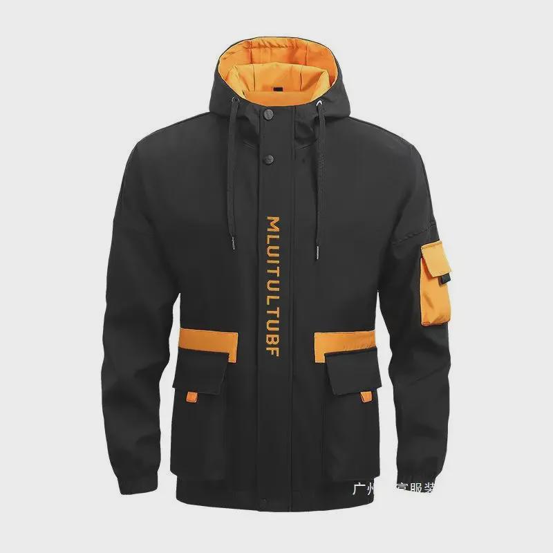 Men's Hong Kong Style Loose Casual Baseball Jacket - Spring/Autumn, Oversized Functional Workwear