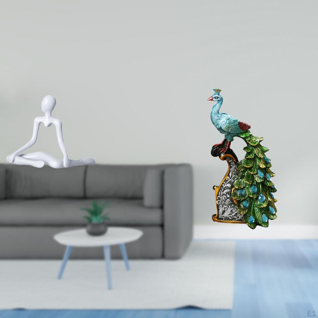 Creative Thinker Peacock Statue Decorative Figurine Abstract Sculpture Unique Animal Collection