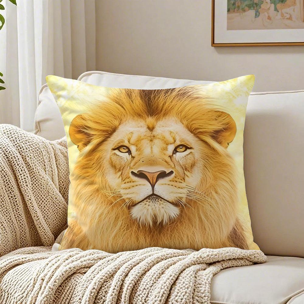 Cool Anime Lion Pillow Case Organic Short Plush Cushion Covers Breathable Washable WrinkleResistant