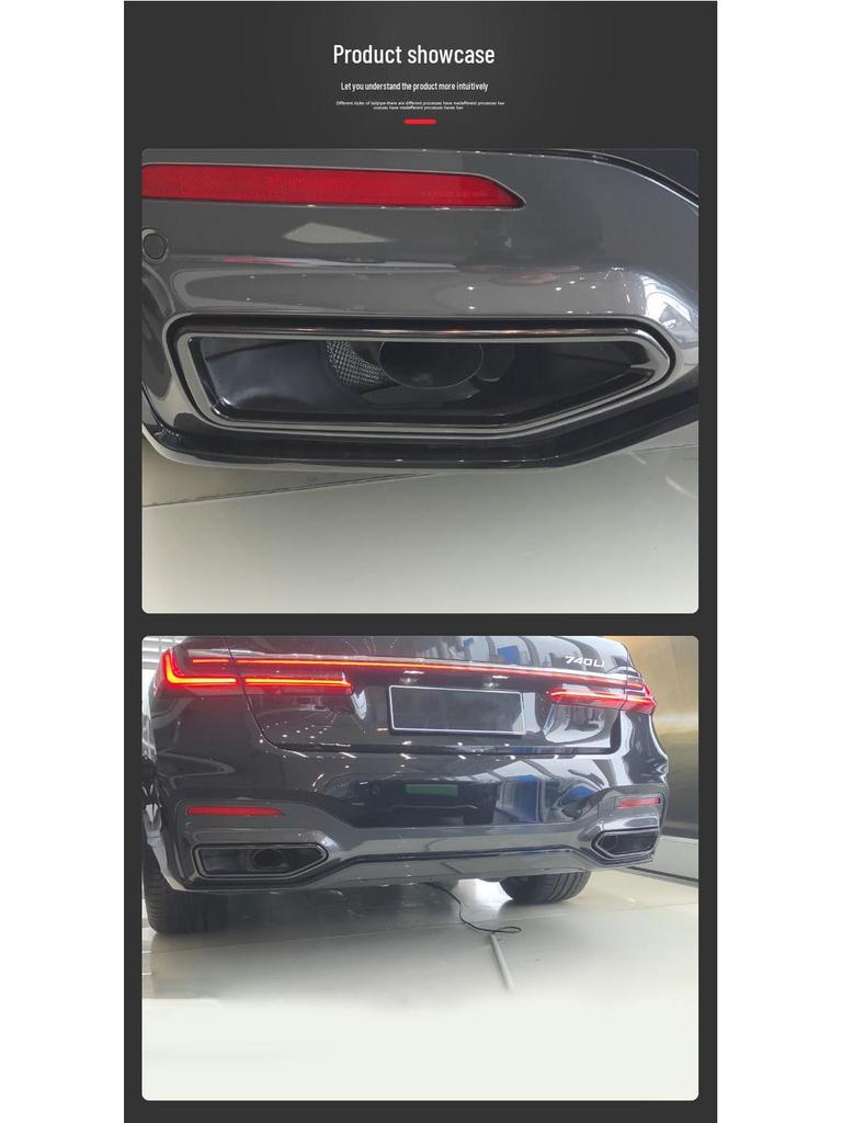 BMW 7er (2019-2021) Doppelrohr Schwarz Edelstahl Auspuff Endrohr Abdeckung