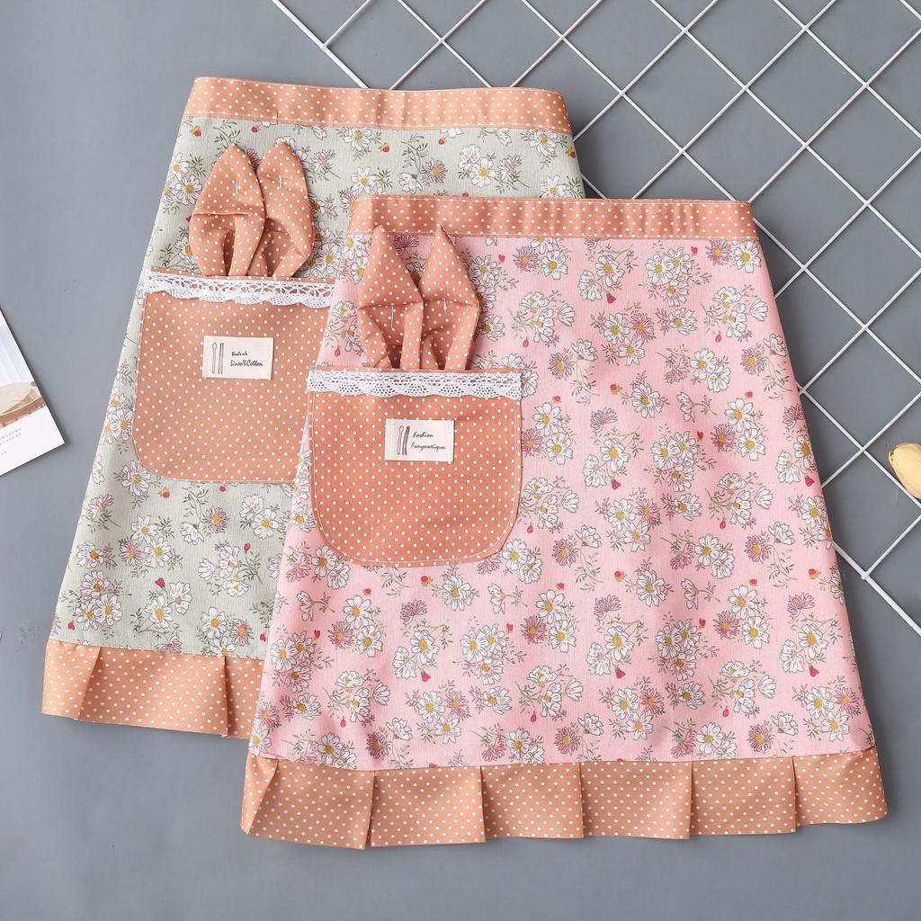 Haushalt schmutzabweisend Hausarbeit Küche Kochen Mode Schürze weibliche Tournüre Rock Taillenschürze klein frisch Arbeitsschürze