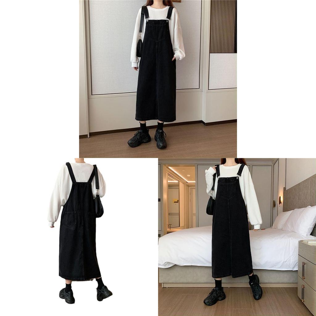 Klassischer Denim-Latzrock für Damen mit dehnbarem Stoff für Freizeitkleidung
