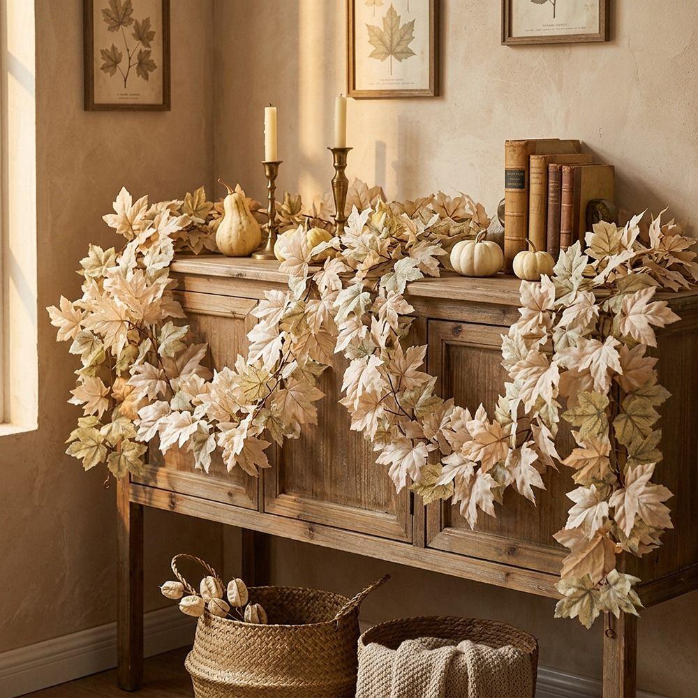 Autumn Artificial Mapple Leaves Garland Multicolor Fall Leaves Vine Festival Ornament