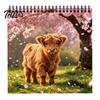 Thick Paper Memo Pad Baby Highland Cow Wall Calendar 2027, Cute Farmhouse Calf Hanging Calendar, Spiral Bound Office Jan-Dec 12 Monthly Planner