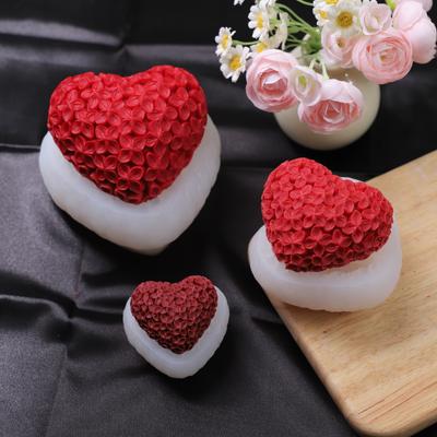 Stampo per candele in silicone a forma di cuore 3D fai da te, fatto a mano, creativo, con fiori, in gesso, aromaterapia, resina, kit per la fabbricazione di saponi, regali per la casa
