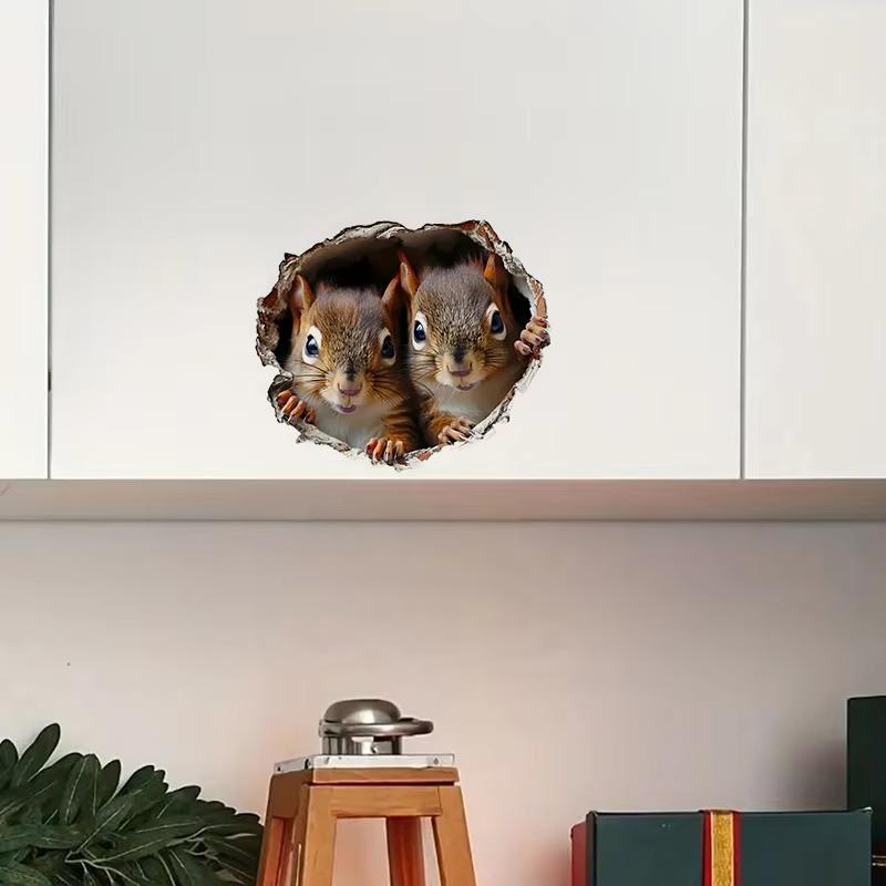Funny Squirrel Mouse Wall Sticker Toilet Lid Stickers, Bedroom Entrance Living Room Porch Home Decora Waterproof Decals Stickers S744