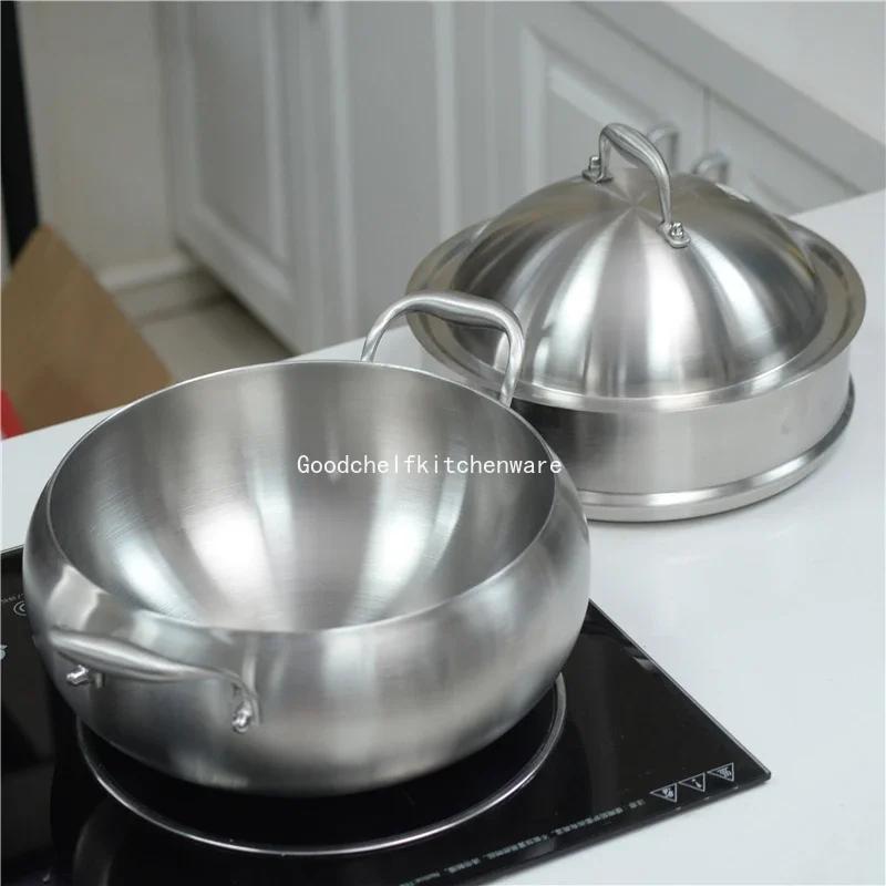 German Technology 316 Stainless Steel Soup Pot Steamer Two Ear Uncoated Electromagnetic Furnace Hot Soup Pot Apple Pot