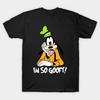 Asian Size Men Black Print T-shirt Goofy No-Cut Print Cotton Tshirt