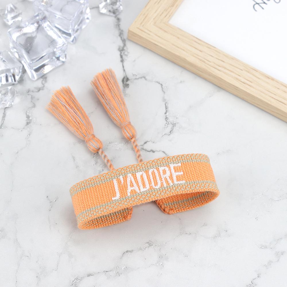 J'adore Bracelet: Embroidered Letter Tassel Wristband for Women & Couples