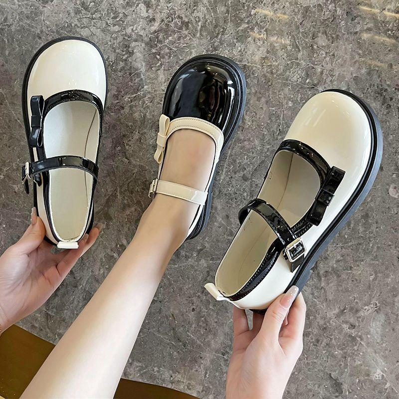 Fashion Woman Flats Japanese Style Lolita Cute White Mary Jane Gothic with Bow Shoes for Women Kawaii On Sale Elegant and Fashionable L