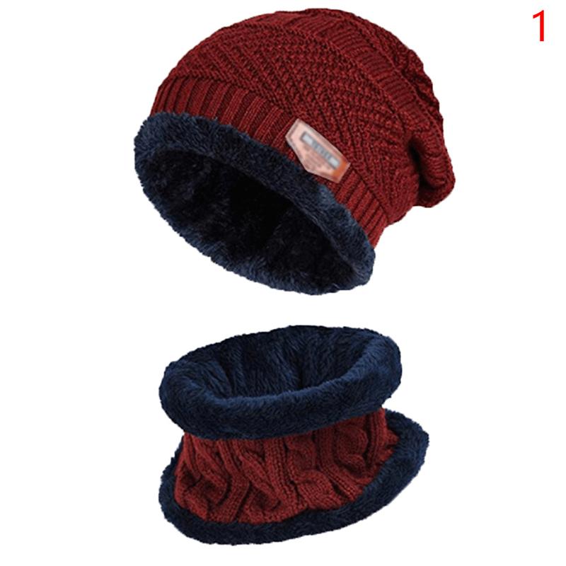 Neuer Strickfleece-Schal Wintermütze Weiche Herren- und Damen-Beanie Warme Mütze Verdickung Plus Samt Lockere Wintermütze mit Schal