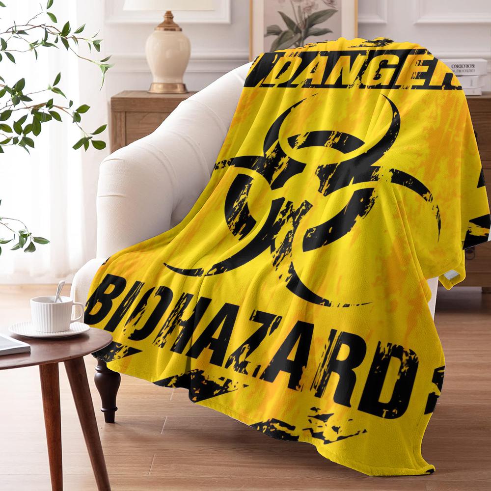 Warning Biohazard Throw Soft Flannel Throw Summer AC Blanket Lightweight Cool Nap Blanket for Sofa Bed Couch Travel