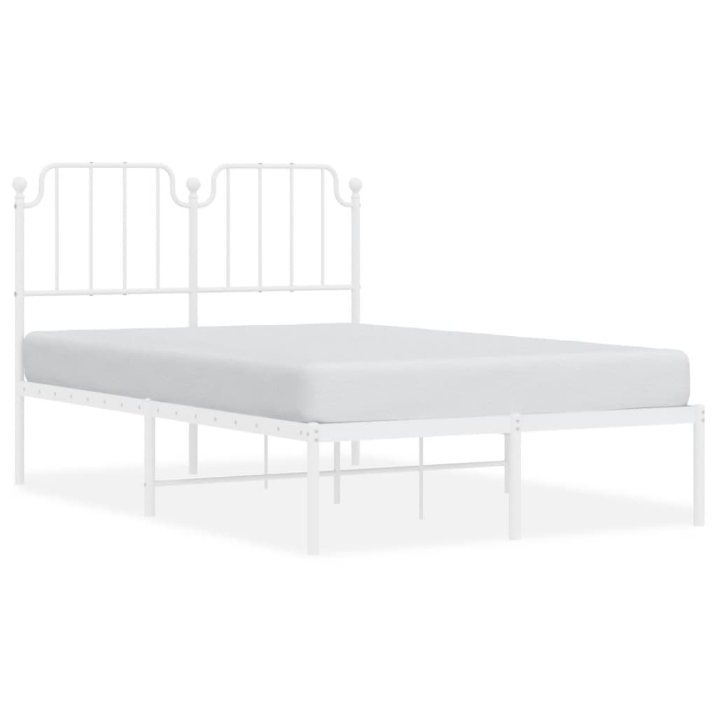 Metal Bed Frame with Headboard White 120x200 cm