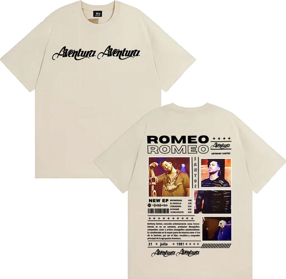 Rapper Romeo Anthony Santos Tour 2026 Merch Tshirts Unisex Women Fashion Hip Hop Street T Shirt Cotton Casual High Quality Tshirt