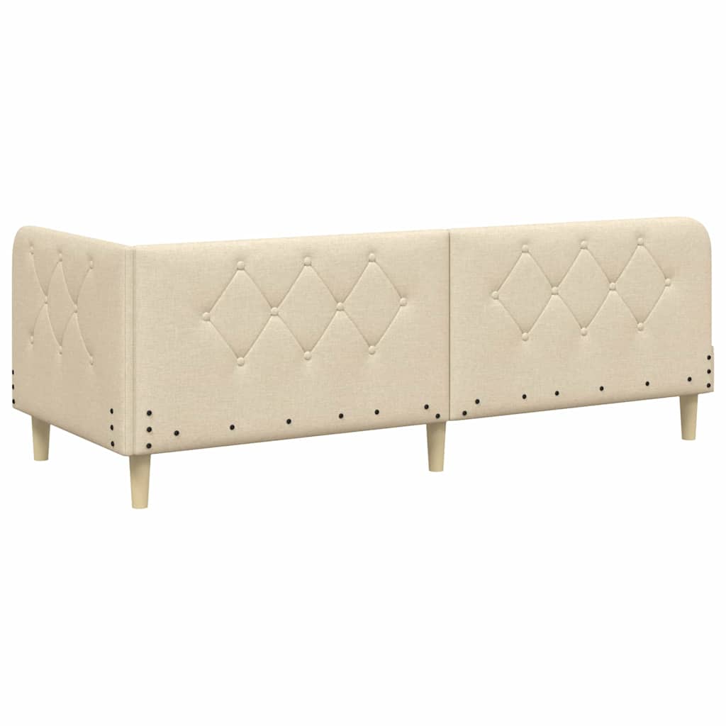 L Shaped Corner Bed Frame Cream 80 X 200 Cm Fabric
