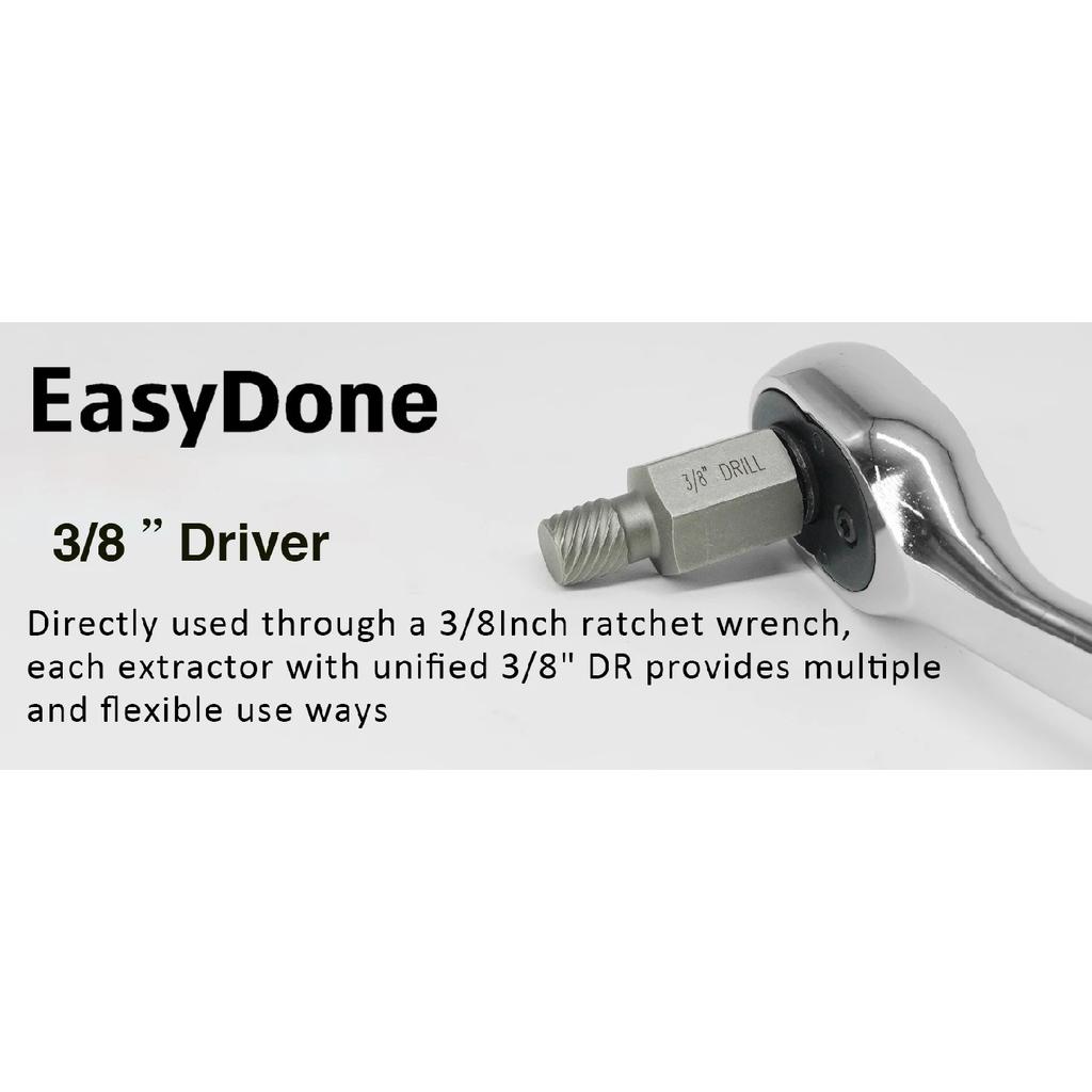 With Storage Case 10-Pack Hexagonal Head Bolt Remover, Multi-Spline Screw Extractor Set Chrome Moly Alloy Steel