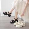 New Thick-soled Thick-heeled Female 2025 Summer Cool Shoelaces Fairy Wind Cross Wear One-button Roman Sandals Female