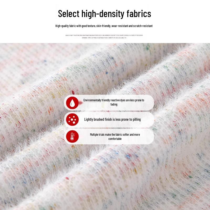 145cm Rainbow Knit Sticky Rice Wide-Leg Pants for Women, Petite, Autumn/Winter 2025, Floor-Length, Loose Fit.