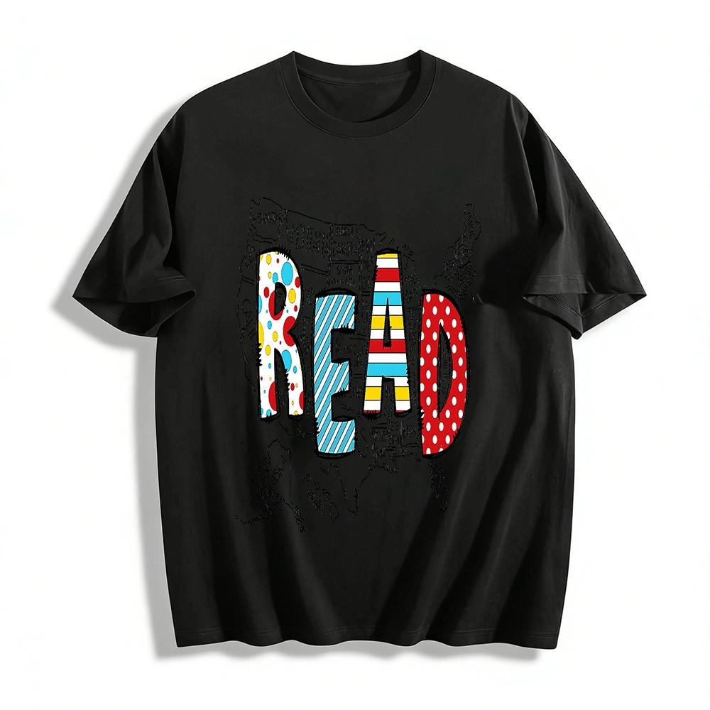 USA Map READ Letter Print Casual Top Pure cotton T-shirt XXS