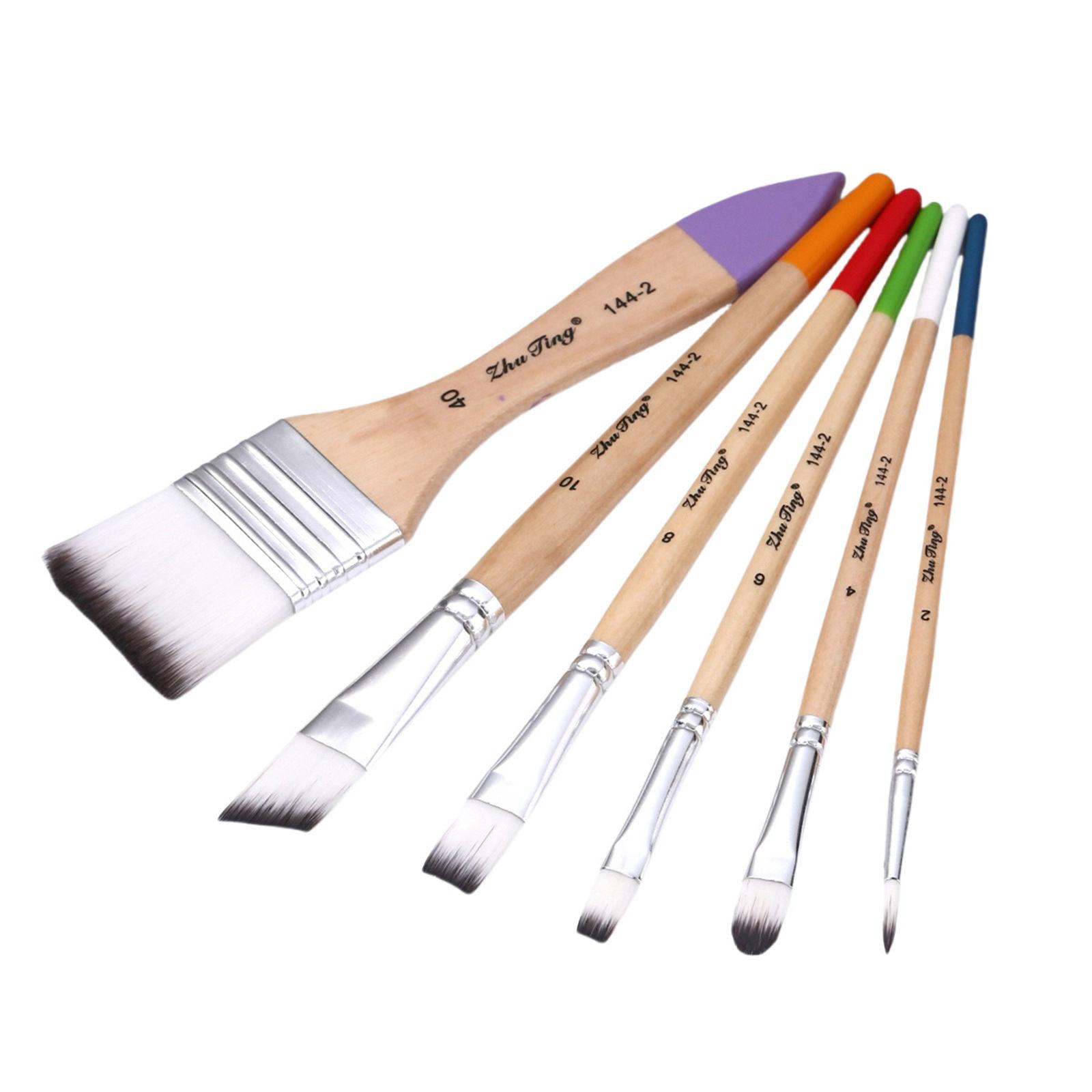 6 Pcs Artist Brushes Art Paint Brushes Acrylic Paint Brush Nylon Hair Painting Brushes for Watercolor Oil Body Painting 1