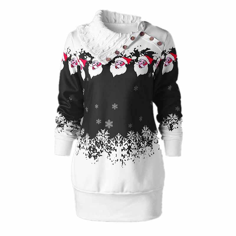 Festive Womens Christmas Jumper Mini Dress With Charming Santa Claus Design