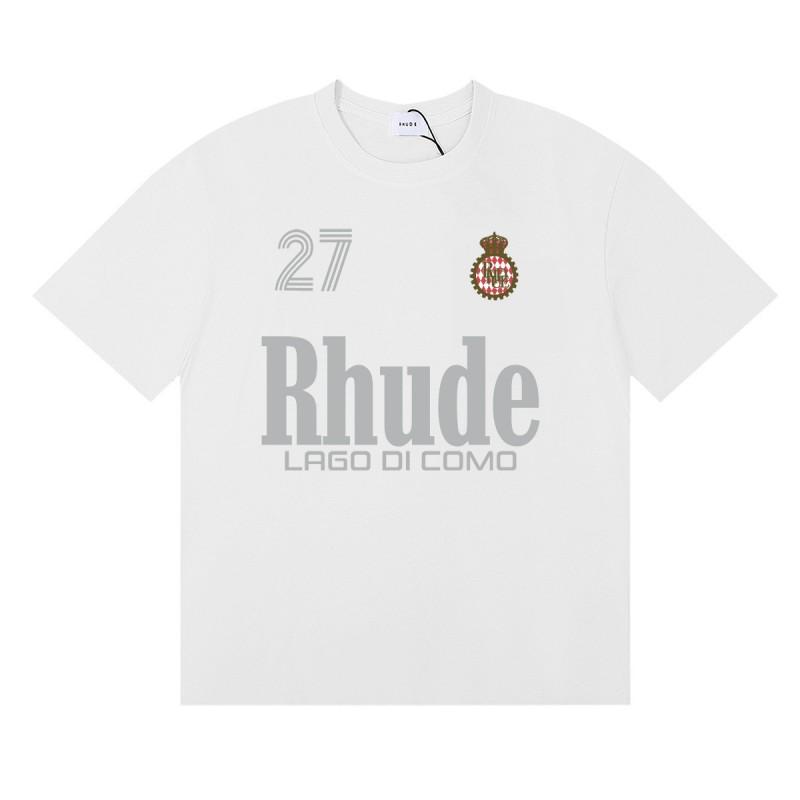 RHUDE Sunset Graphic T-Shirt Men Women Loose Fit Short Sleeve Tee Casual Streetwear