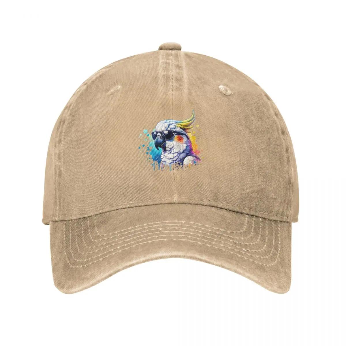 Watercolor Cockatoo Wearing Sunglasses Baseball Cap Winter hat Streetwear Men Hats Women s