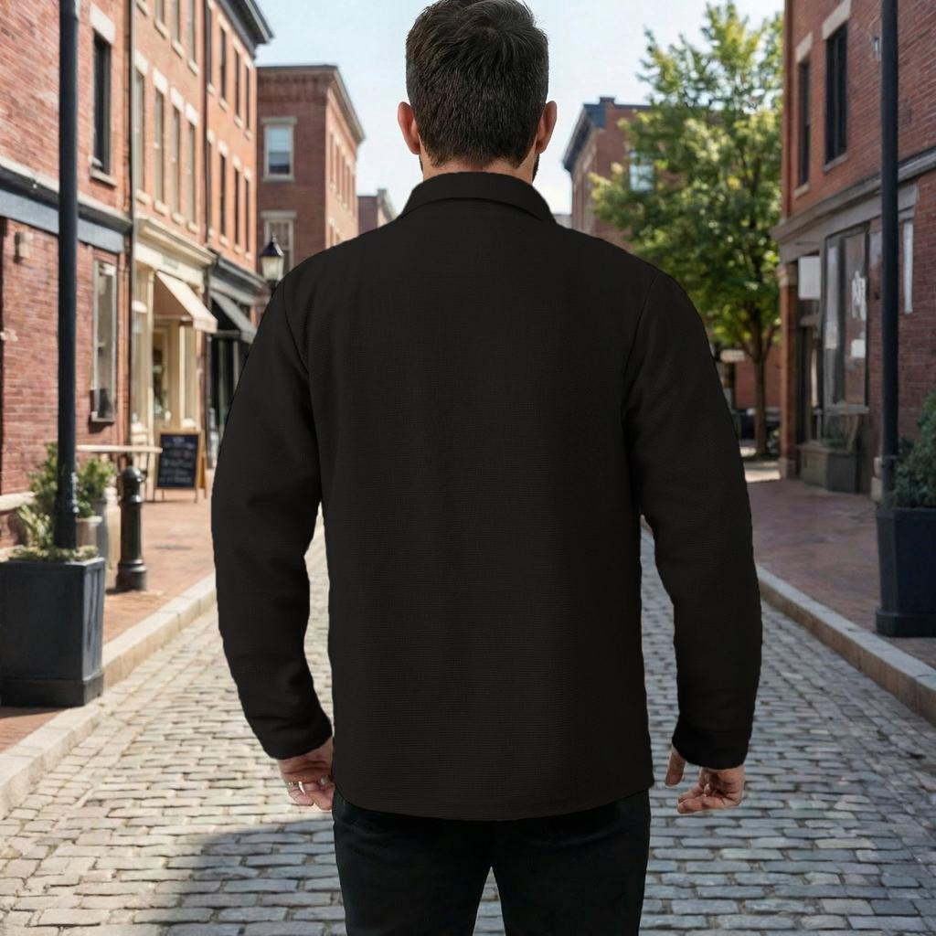 Stylish Men's Casual Jacket, Color, Faux Pockets, Buttoned Collar