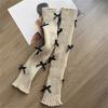 Women Girls Ribbed Knit Solid Color Leg Warmer Aesthetic Elegant Sweet Bowknot Footless Long Socks Ruffled Leg Covers
